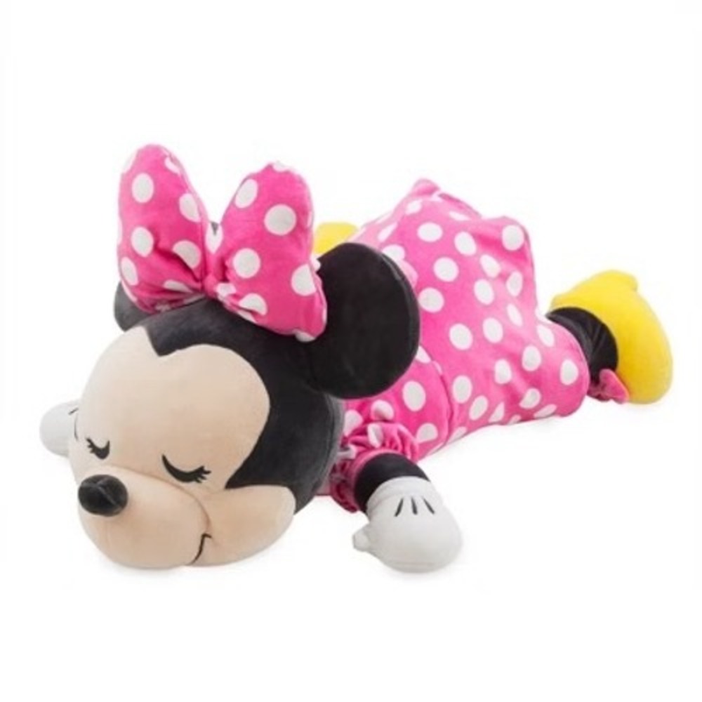 Disney Cuddleez Minnie Mouse Plush Pink Polka Dot Sleeping Large 24 Inch Toy NEW
